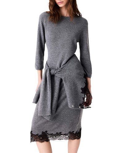 Maje Maje Ridentelle Wool Lace Hem Dress