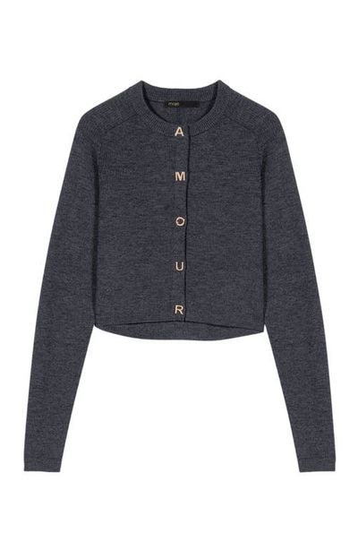 maje maje Round-neck rib knit cardigan