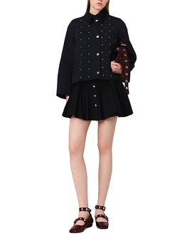 Maje Maje Short Velvet Collar Studded Jacket
