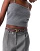 maje maje Slim leather belt with eyelets - 2