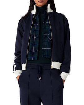 Maje Maje Striped Heart Zip Up Sweatshirt