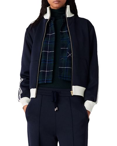 Maje Maje Striped Heart Zip Up Sweatshirt