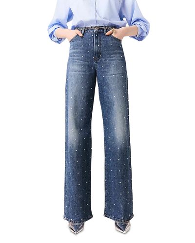 Maje Maje Studded Wide Leg Jeans in Blue