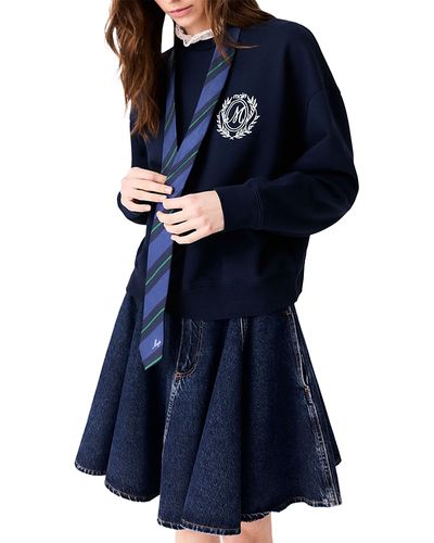 Maje Maje Ticroque Ruffle Trim Sweatshirt