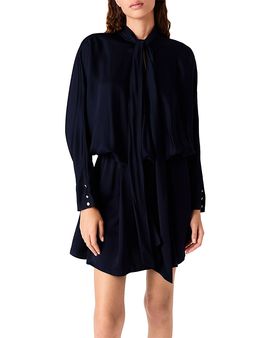 Maje Maje Tie Neck Draped Satin Mini Dress
