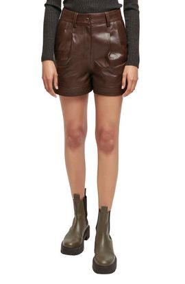 maje maje Tou High Waist Lambskin Leather Shorts