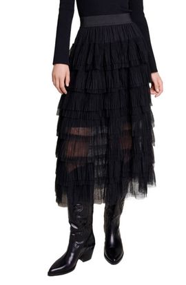 maje maje Tulle midi skirt