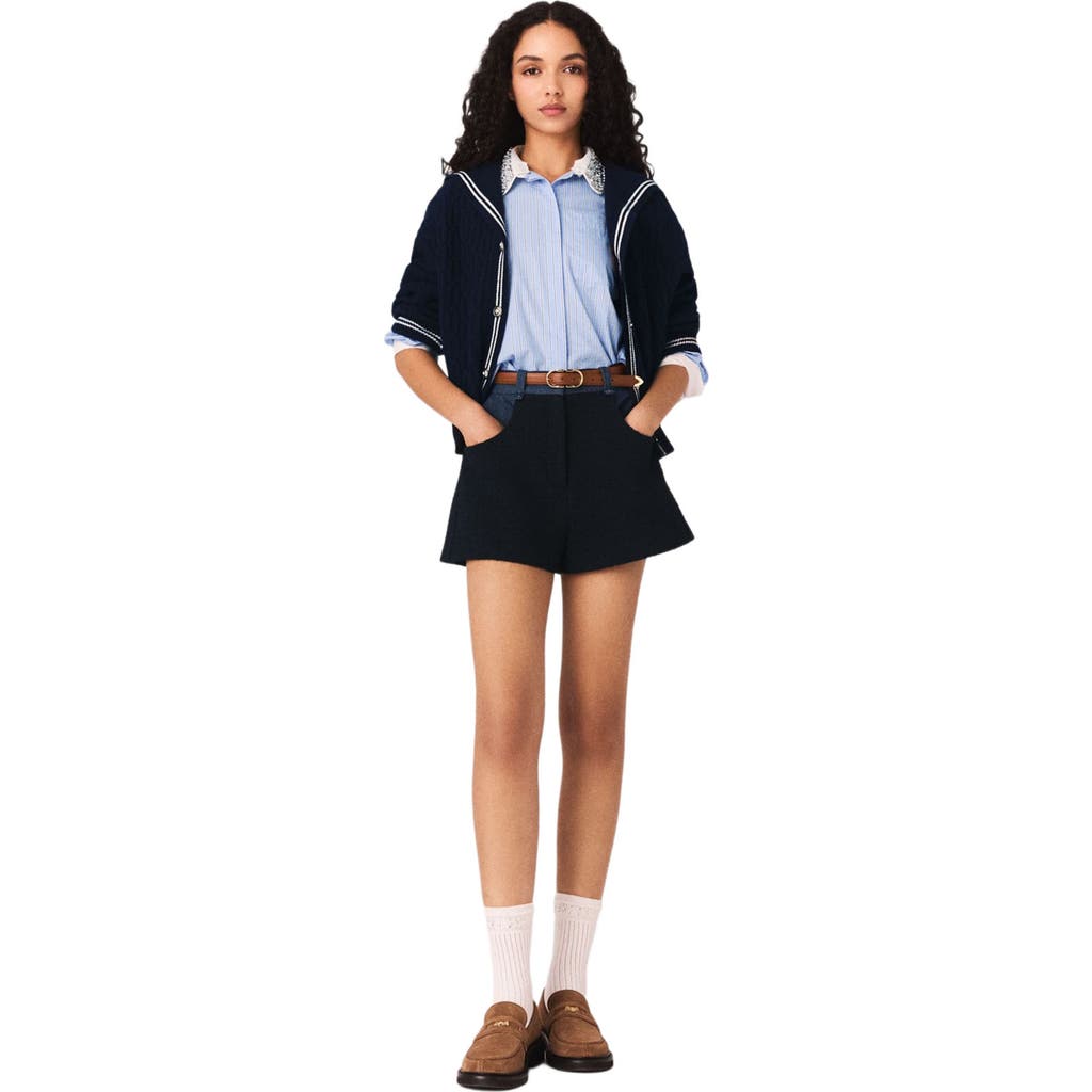 maje maje Tweed shorts with denim details