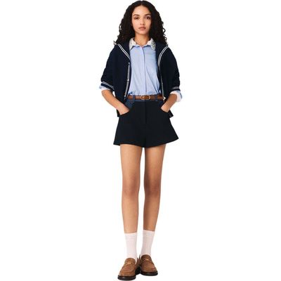 maje maje Tweed shorts with denim details
