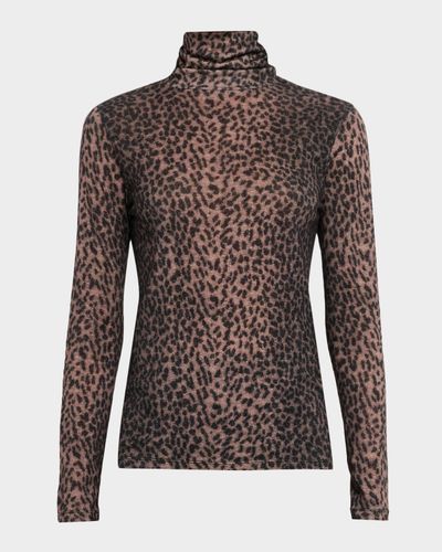 Majestic Filatures Leopard-Print Turtleneck Pullover