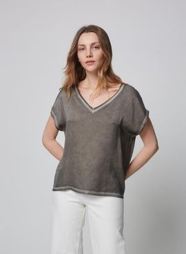 Majestic Filatures Majestic Filatures Hand-Dyed Linen Silk Semi-Relaxed V-Neck