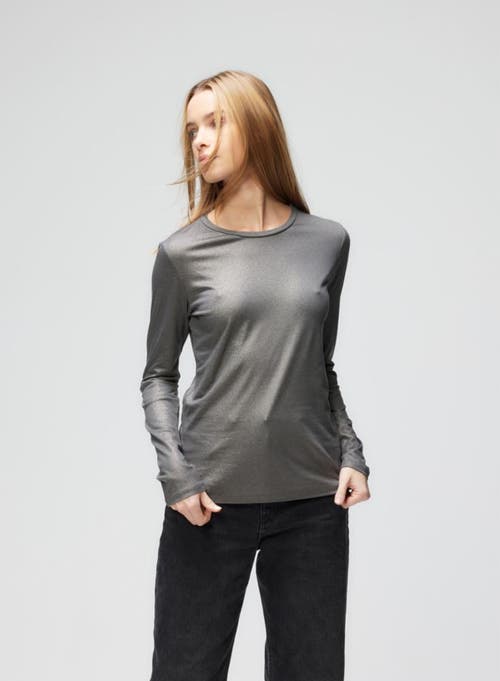 Majestic Filatures Majestic Filatures Lyocell Cotton Metallic Long Sleeve Crewneck
