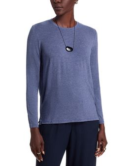 Majestic Filatures Majestic Filatures Soft Touch Long Sleeve Semi Relaxed Crewneck with Side Slits