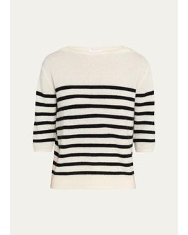 Majestic Filatures Merino Extrafine Striped Crewneck Sweater