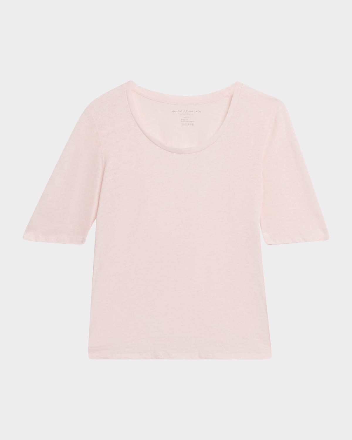Majestic Filatures Scoop-Neck Stretch Linen Top