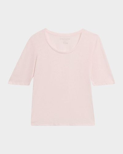 Majestic Filatures Scoop-Neck Stretch Linen Top