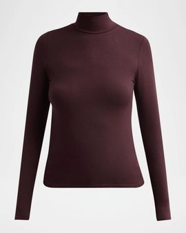 Majestic Filatures Soft Touch Crop Mock Turtleneck Top