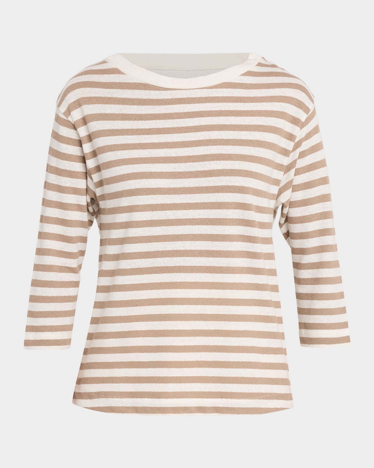 Majestic Filatures Striped Crewneck Cotton-Linen Top