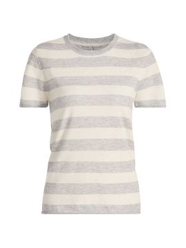 Majestic Filatures Women's Cashmere Stripe Crewneck T-Shirt