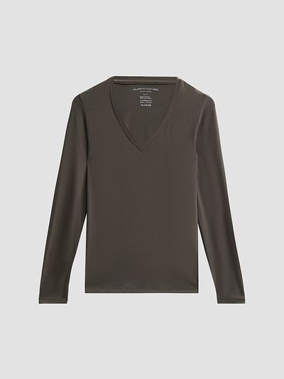 Majestic Filatures Women's Soft Touch Long-Sleeve V-Neck T-Shirt