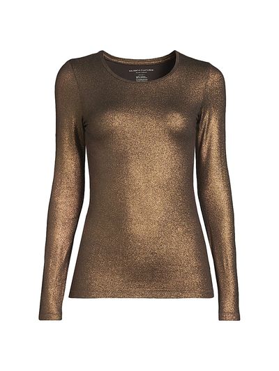 Majestic Filatures Women's Soft Touch Metallic Crewneck Top