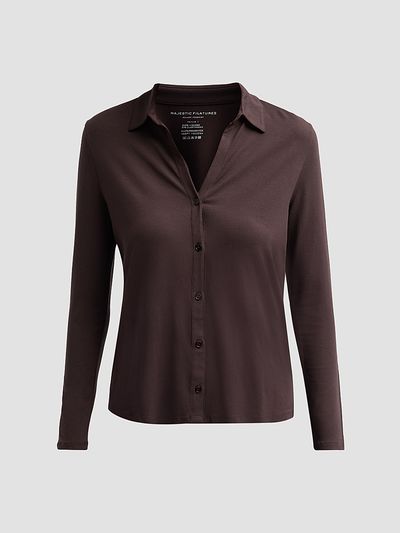 Majestic Filatures Women's Soft Touch Relaxed Button-Front Shirt