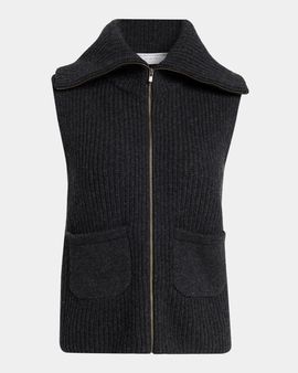 Majestic Filatures Zip-Front Rib Knit Wool Vest