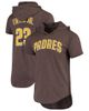 Majestic Threads Men's Majestic Threads Fernando Tatis Jr. Heathered Brown San Diego Padres Softhand Player Tri-Blend Hoodie T-Shirt  - 1