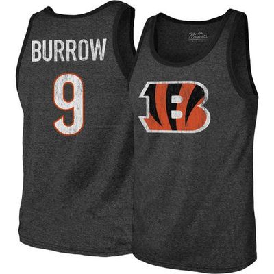 Majestic Threads Men's Majestic Threads Joe Burrow Black Cincinnati Bengals Name & Number Tri-Blend Tank Top 