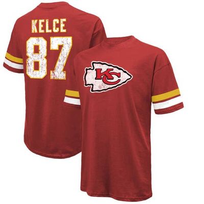 Majestic Threads Men's Majestic Threads Travis Kelce Red Kansas City Chiefs Name & Number Oversize Fit T-Shirt 