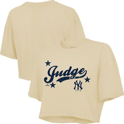 Majestic Threads Women's Majestic Threads Aaron Judge Cream New York Yankees Boxy Crop Top 