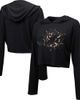 Majestic Threads Women's Majestic Threads Black Miami Dolphins Leopard Cropped Pullover Hoodie  - 1