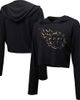 Majestic Threads Women's Majestic Threads Black Tennessee Titans Leopard Cropped Pullover Hoodie  - 1