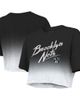 Majestic Threads Women's Majestic Threads Black/White Brooklyn Nets Dirty Dribble Tri-Blend Cropped T-Shirt  - 1