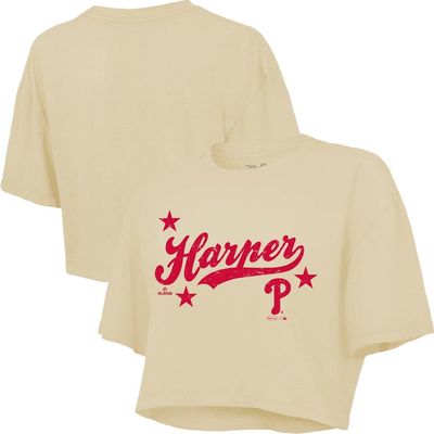 Majestic Threads Women's Majestic Threads Bryce Harper Cream Philadelphia Phillies Boxy Crop Top 