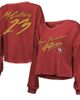 Majestic Threads Women's Majestic Threads Christian McCaffrey Scarlet San Francisco 49ers Name & Number Off-Shoulder Script Cropped Long Sleeve V-Neck T-Shirt at - 1
