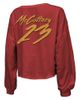 Majestic Threads Women's Majestic Threads Christian McCaffrey Scarlet San Francisco 49ers Name & Number Off-Shoulder Script Cropped Long Sleeve V-Neck T-Shirt at - 3