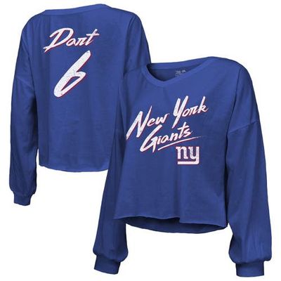 Majestic Threads Women's Majestic Threads Jaxson Dart Royal New York Giants Script Name & Number Long Sleeve T-Shirt 