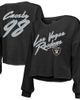 Majestic Threads Women's Majestic Threads Maxx Crosby Black Las Vegas Raiders Off-Shoulder Script Player Name & Number Cropped Long Sleeve V-Neck T-Shirt at - 1