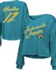 Majestic Threads Women's Majestic Threads Travis Hunter Teal Jacksonville Jaguars 2025 NFL Draft First Round Pick Off-Shoulder Script Name & Number V-Neck T-Shirt at - 1