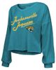 Majestic Threads Women's Majestic Threads Travis Hunter Teal Jacksonville Jaguars 2025 NFL Draft First Round Pick Off-Shoulder Script Name & Number V-Neck T-Shirt at - 4