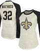 Majestic Threads Women's Majestic Threads Tyrann Mathieu Cream/Black New Orleans Saints Name & Number Raglan 3/4 Sleeve T-Shirt  - 1