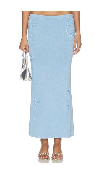 MAJORELLE MAJORELLE Kaidyn Flower Embroidered Midi Skirt