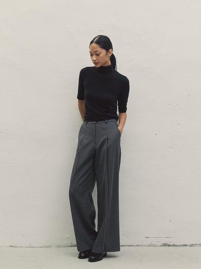 MAKE A TOAST BASIC WIDE PANTS GRAY MBBFPA01903