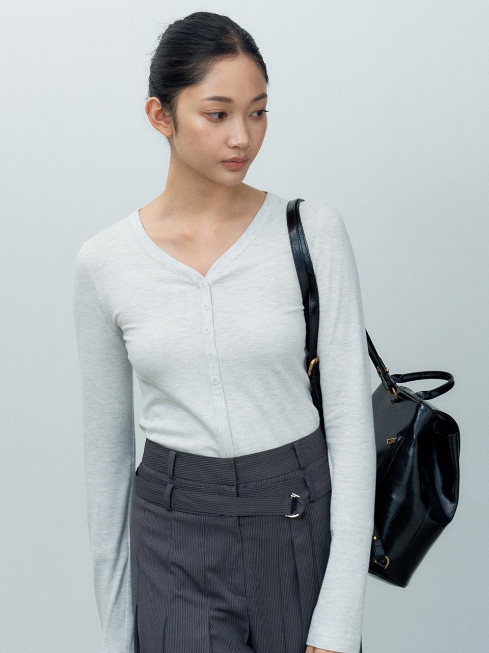 MAKE A TOAST Cotton Modal Long Sleeve T-shirt [Gray] (MBESTO012GR)