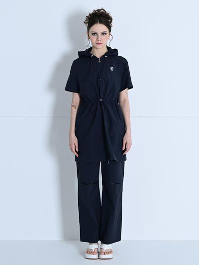 MAKE A TOAST CUTOUT STRING SLIM WIDE PANTS NAVY MBCSPA009NV
