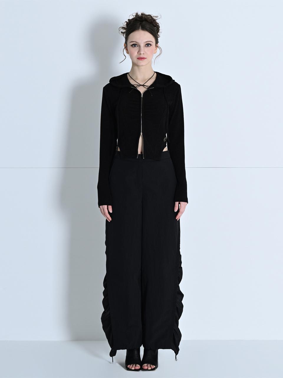 MAKE A TOAST CYNICAL SIDE SHIRRING PANTS BLACK MBDSPA002BK