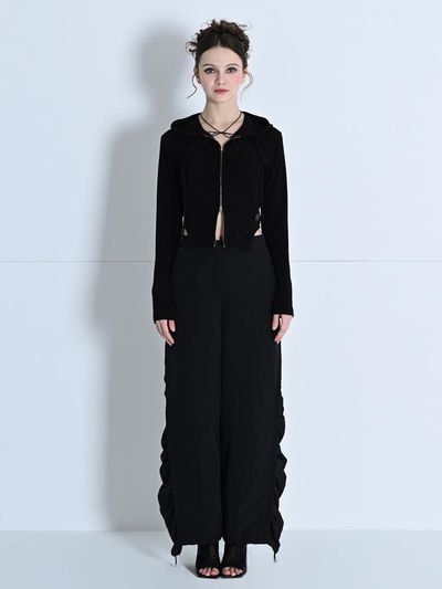 MAKE A TOAST CYNICAL SIDE SHIRRING PANTS BLACK MBDSPA002BK