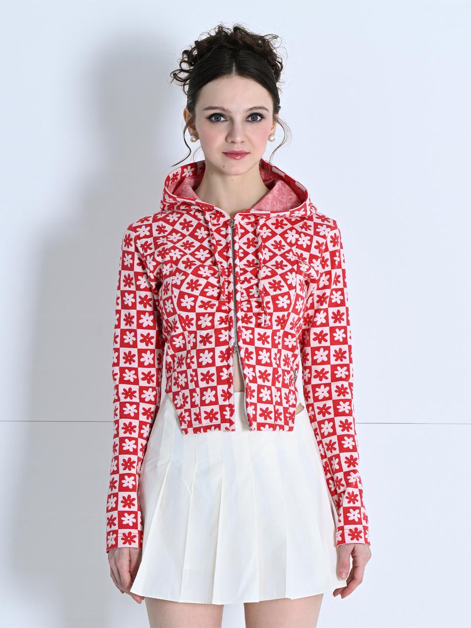 MAKE A TOAST HOODED TWO-WAY ZIP-UP SWEATSHIRT RED MBDSTO001RD