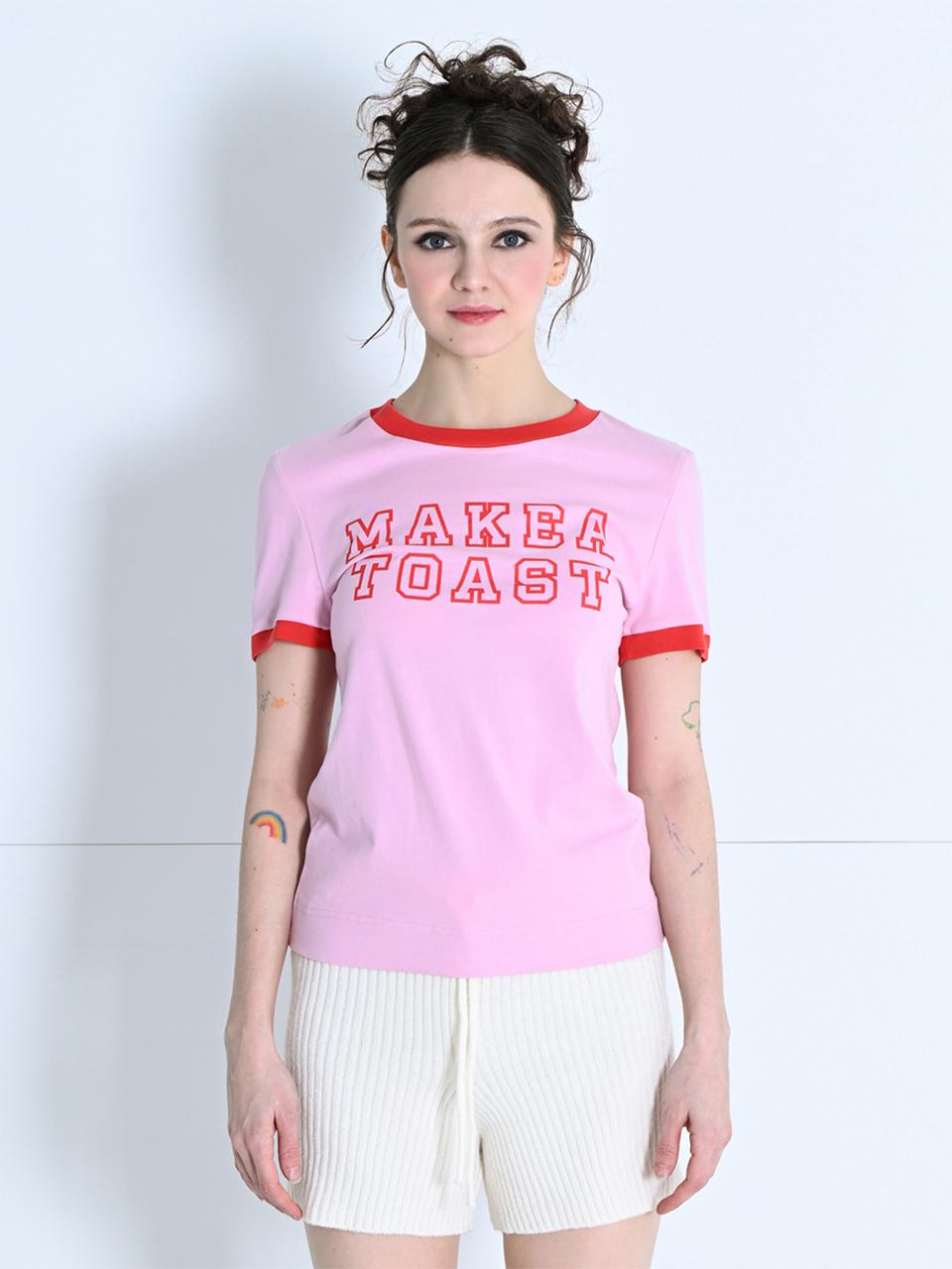 MAKE A TOAST LINE COLOR SLIM POINT T-SHIRT PINK MBCSTO021PK